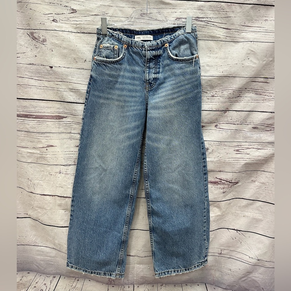Zara Girls Wide Leg Thin Waistband Denim Jeans Size 11-12